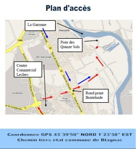 Plan d'accès à la piste BMX des 15 sols